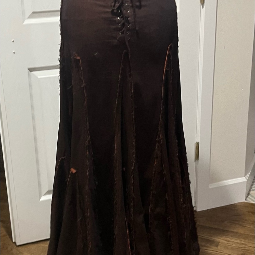 Elegant Brown Maxi Skirt - Picture 2 of 6